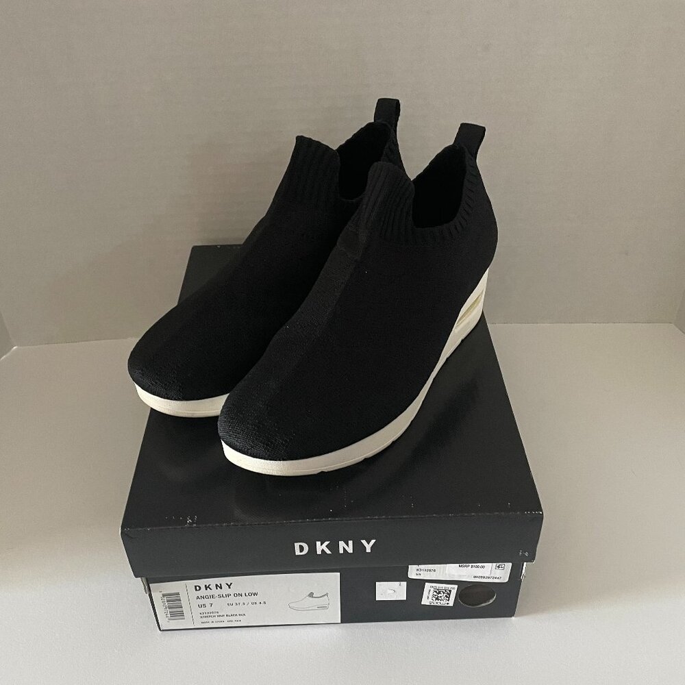 DKNY Angie-Slip on Low Top Stretch Knit Fabric Women's Athletic Shoes - Size 7